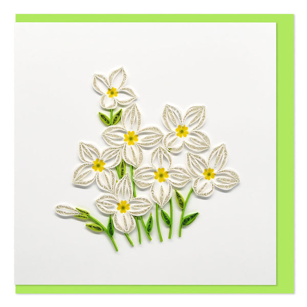 Quilled White Flowers Greeting Card (15x15cm)