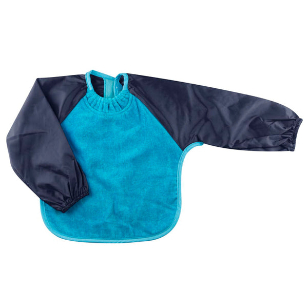 Silly Billyz Small Long Sleeve Towel Bib (Aqua/Navy)