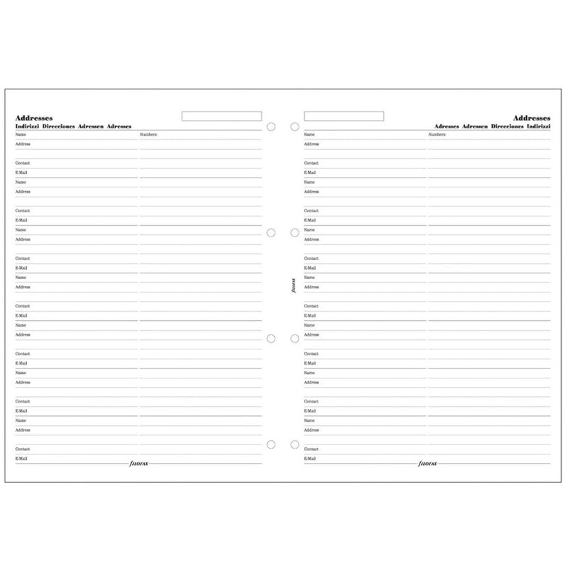 Filofax A4 Contacts Refill