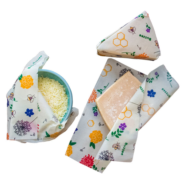 Buzzee Bees At Work Organic Beeswax Cheese Wraps (Pack of 3)