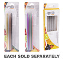 S/Steel Straight Smoothie Straws with Brush 4pcs