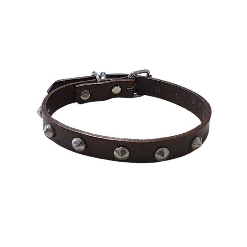 Leather Studded Collar (Brown)