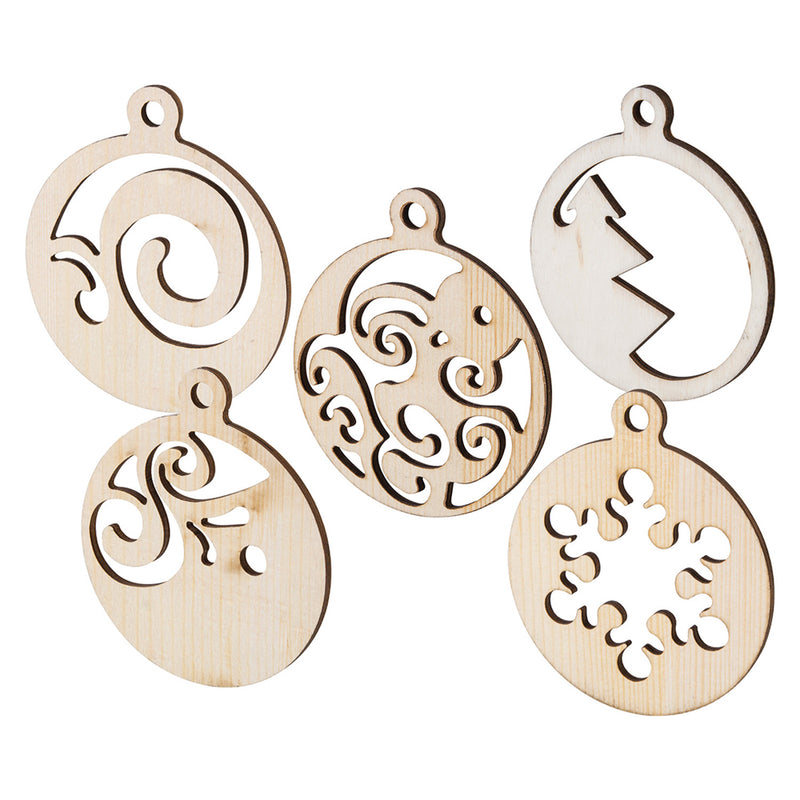 Wooden Xmas Baubles 20pk