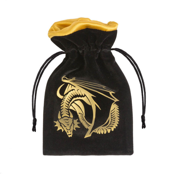 Q Workshop Dragon Velour Dice Bag (Black and Golden)