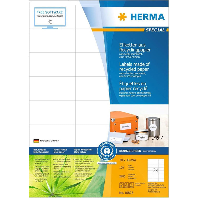 Herma Recycled Paper Labels A4 100pc (White)