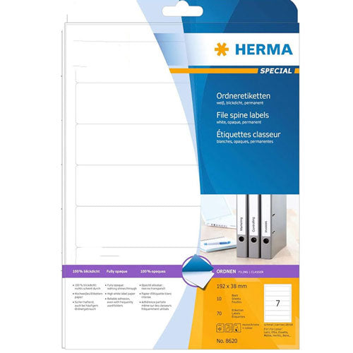 Herma File Spine Opaque Labels A4 10pc (White)