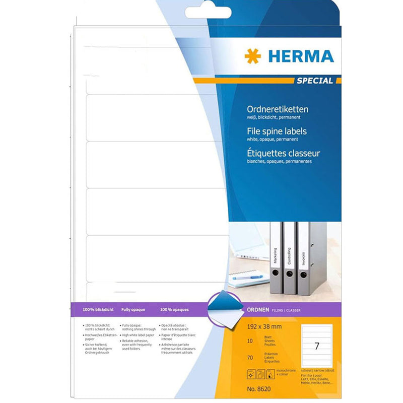 Herma File Spine Opaque Labels A4 10pc (White)