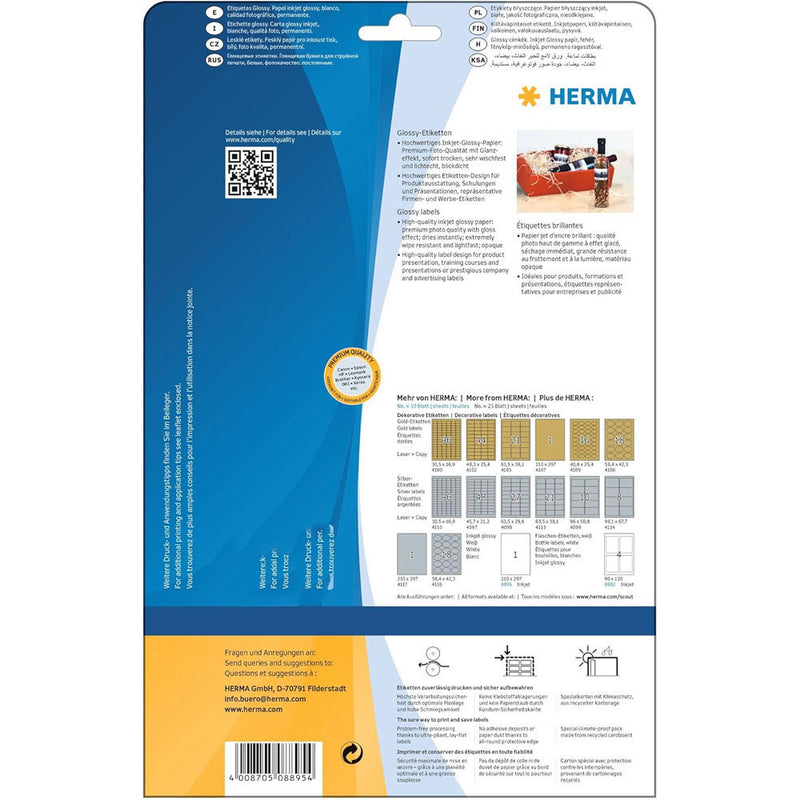 Herma High-Gloss Inkjet Labels A4 10pc (210x297mm)