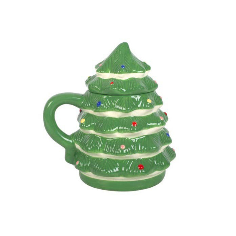 Green Christmas Tree Shaped Ceramic Mug