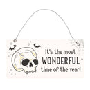Most Wonderful Time of Year Skull Hanging MDF Sign