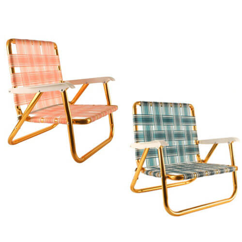 Retro Picnic Chair with Gold Frame (56x56.5x49cm)