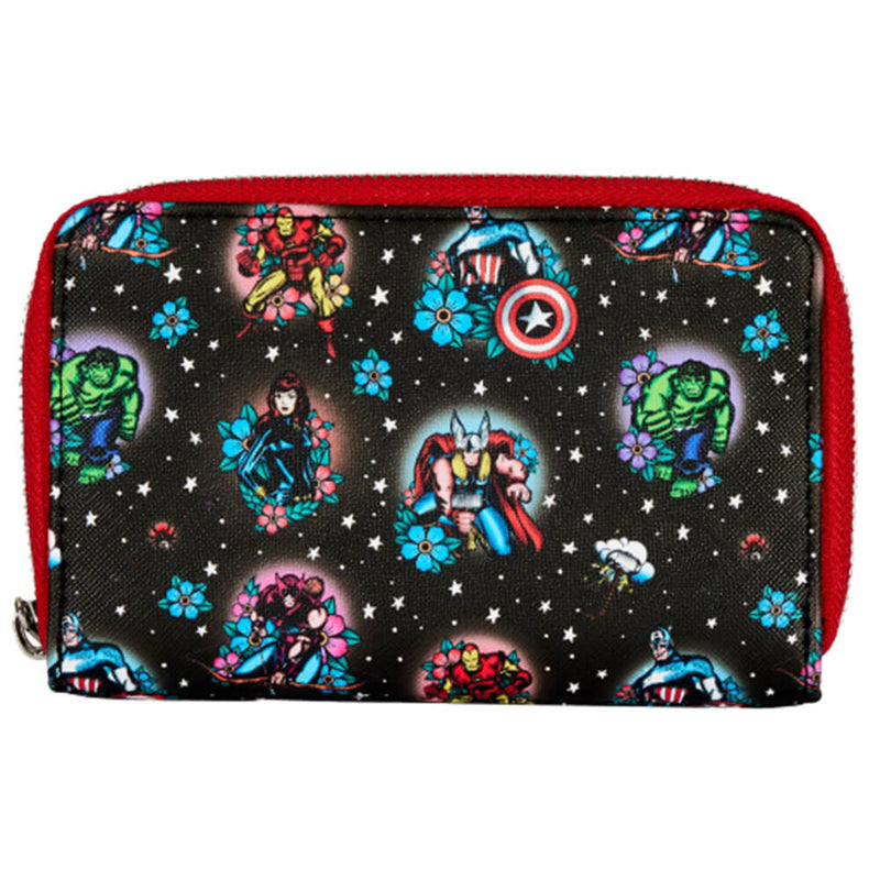 Marvel Comics Avengers Floral Tattoo Zip Purse