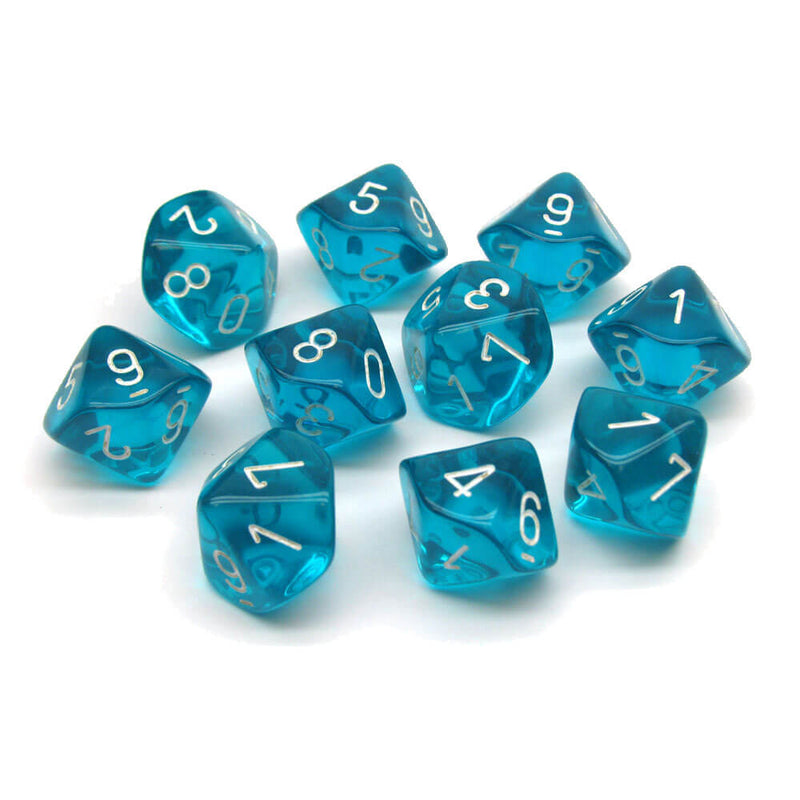 Chessex D10 Polyhedral 10-Die genomskinlig uppsättning