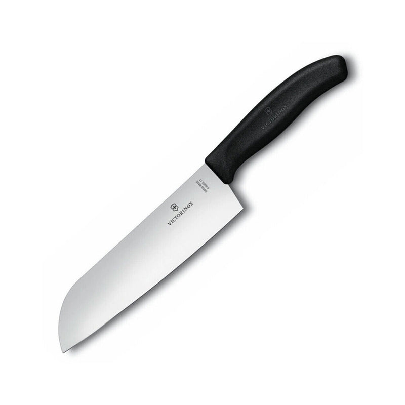 Klassinen leveä terä Santoku -veitsi 17cm (musta)