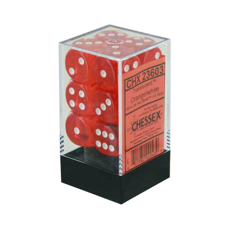 D6 DICE genomskinlig 16mm (12 tärningar)