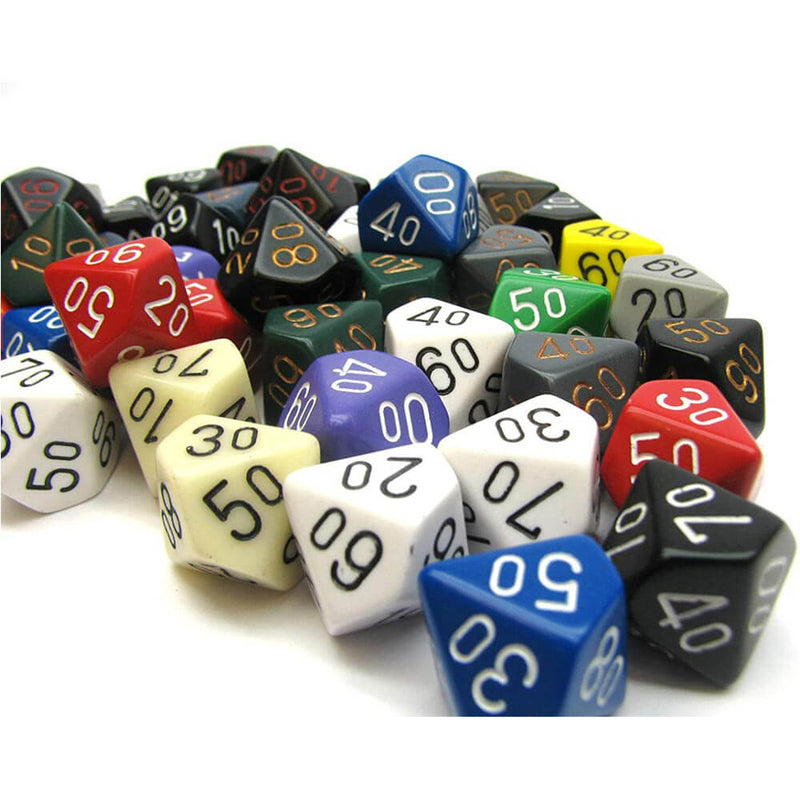 D10 TENS DICE BORDED LOOK POLY (50 DICE)