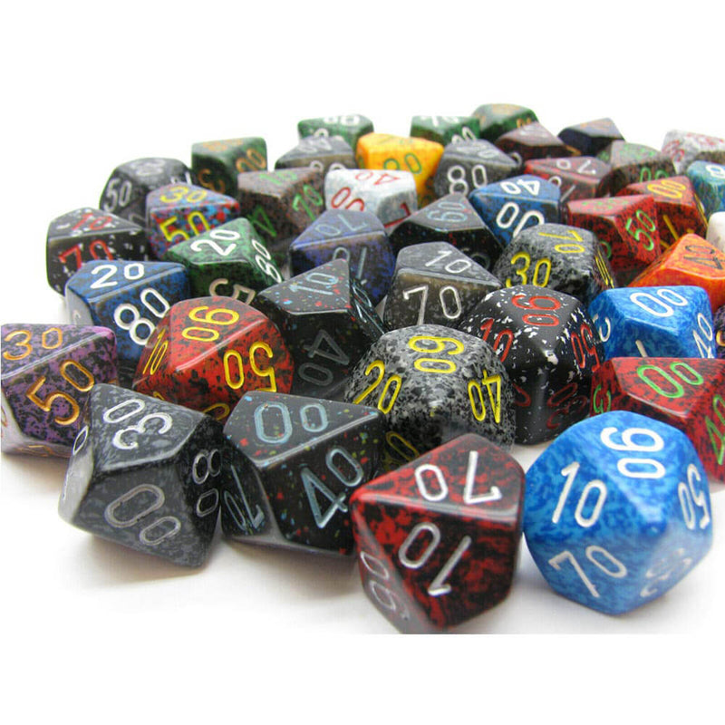 D10 TENS DICE BORDED LOOK POLY (50 DICE)