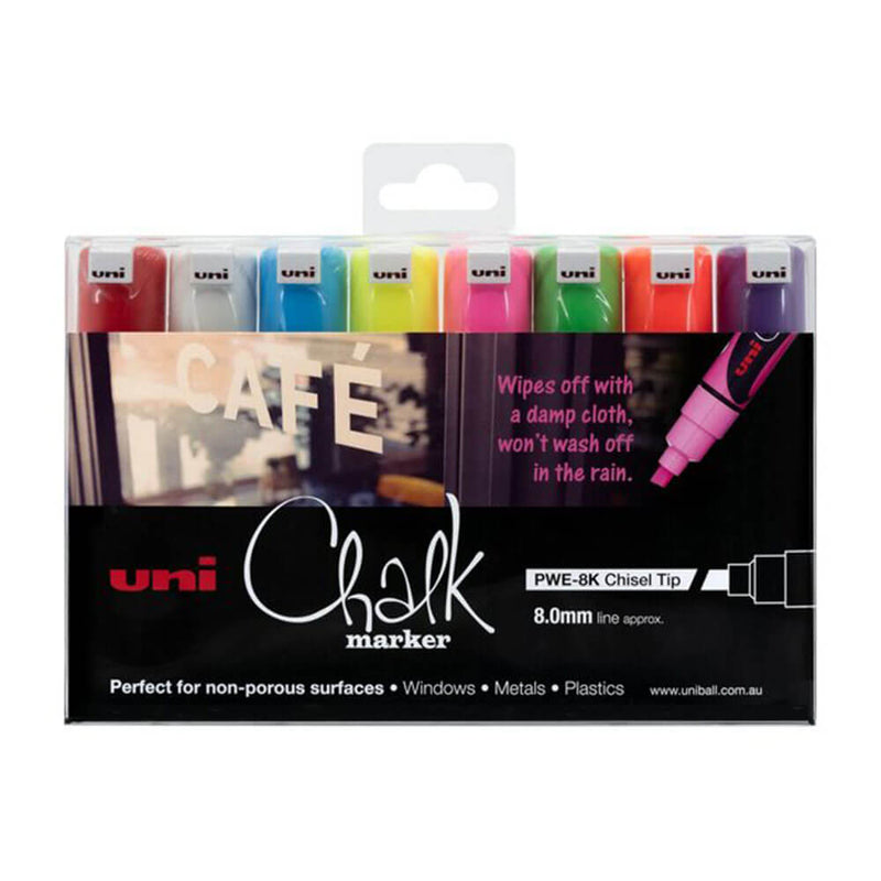 Uni Chalk Marker 8.0mm mejselspetsen blandad