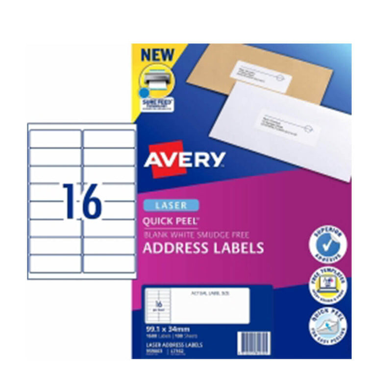 Avery Laser Address Label White (100pk)