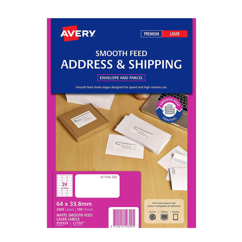 Avery Smooth Feed Laser Label 100PK