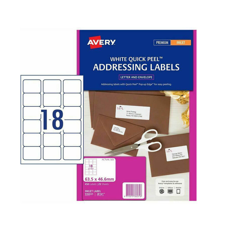 Avery Inkjet Adressetikett (25PK)