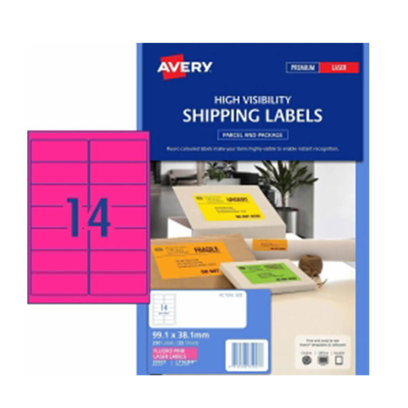 Avery High Visibility Shipping Label 25pk 14/sheet