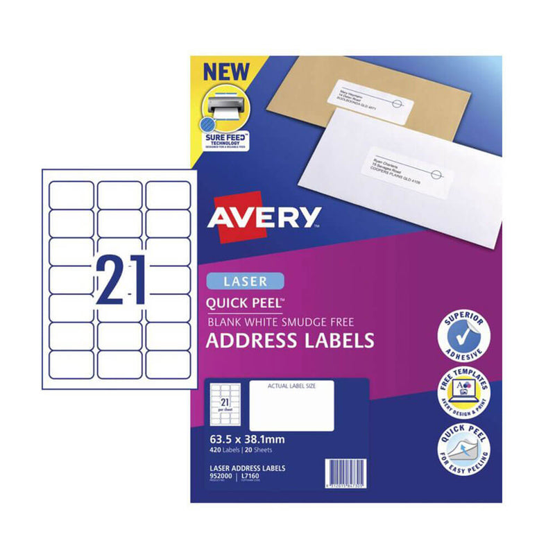Märk Avery Laser Retail Pack (20PK)