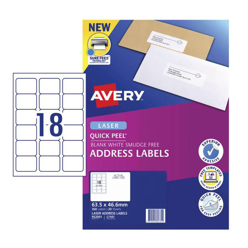 Märk Avery Laser Retail Pack (20PK)