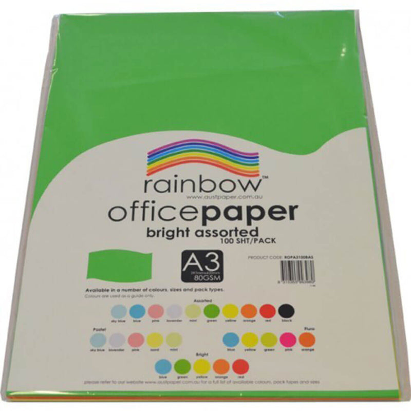 Rainbow Office Paper 100pk 80 gsm (kirkas valikoima)
