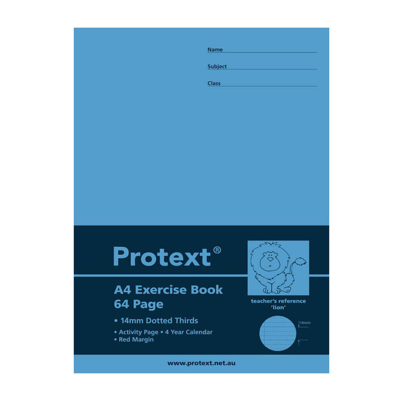 Protext -harjoituskirja 64 sivua katkoviivalla (A4)