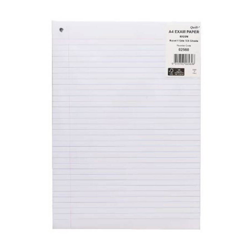 Quill A4 1 Hole 90-Leaf Exam Pad 60gsm 10pk (White)