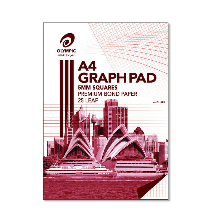 Olympic 7-HOLED A4 Topp vadderad graf Pad 5PK (25-Leaf)